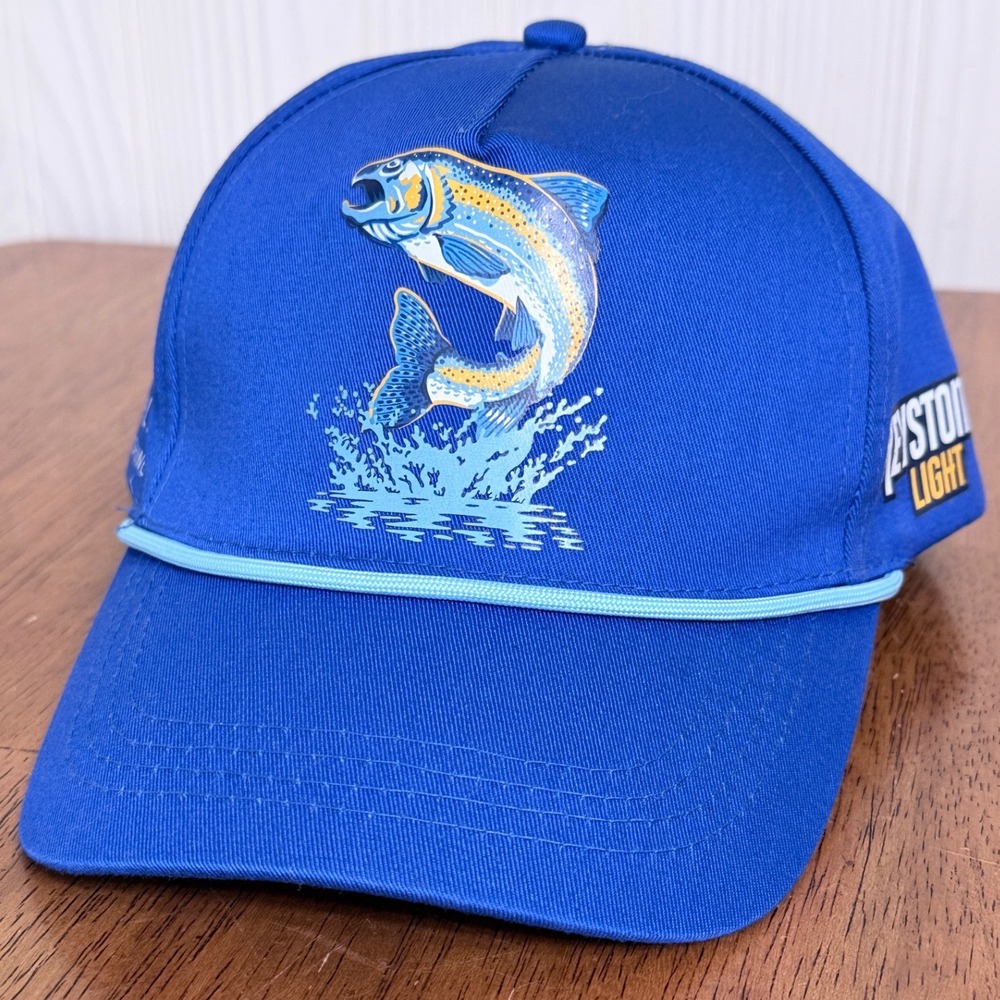 Realtree Fishing Keystone Light Trucker Hat Blue Trout Snapback Cap Beer